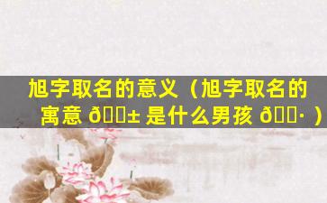 旭字取名的意义（旭字取名的寓意 🐱 是什么男孩 🌷 ）